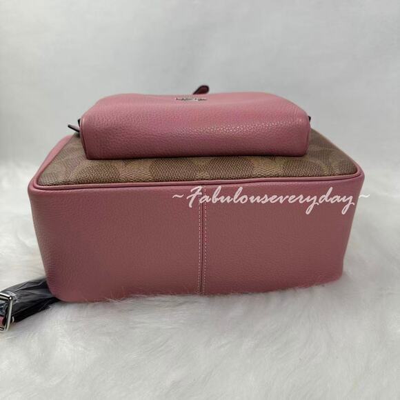 Coach Court Backpack In Maxi Signature Canvas In Tan/Dusty Pink CCK72 NWT - Picture 9 of 9